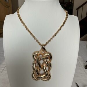 Kenneth J. Lane Bold Gold Plated Pendant Necklace